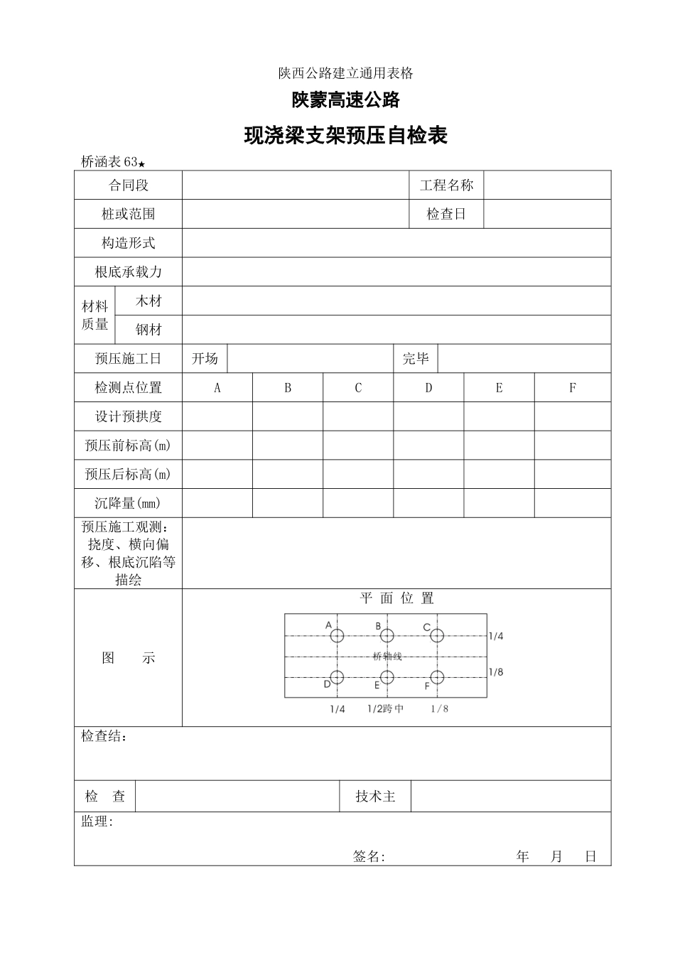 现浇梁支架预压自检表_第1页