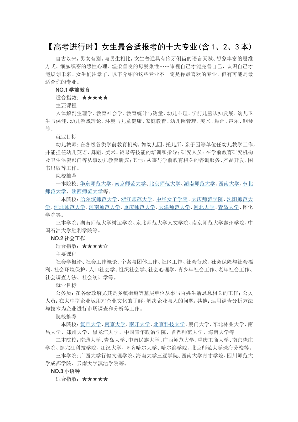 【1、2、3本】女生最合适报考的十大专业_第1页