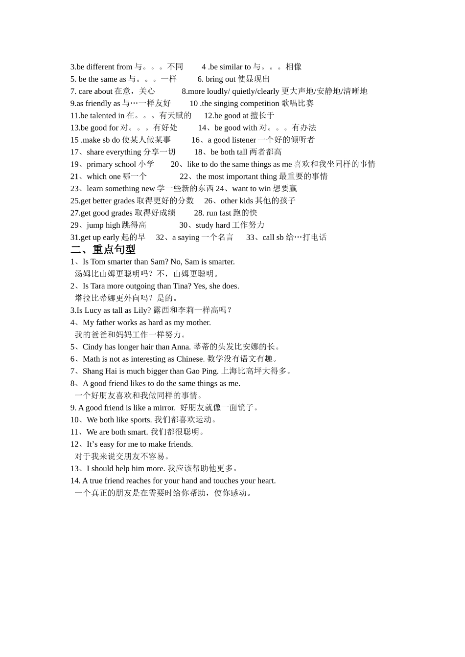八年级上册Unit1,2,3,4,5,6短语句型_第3页