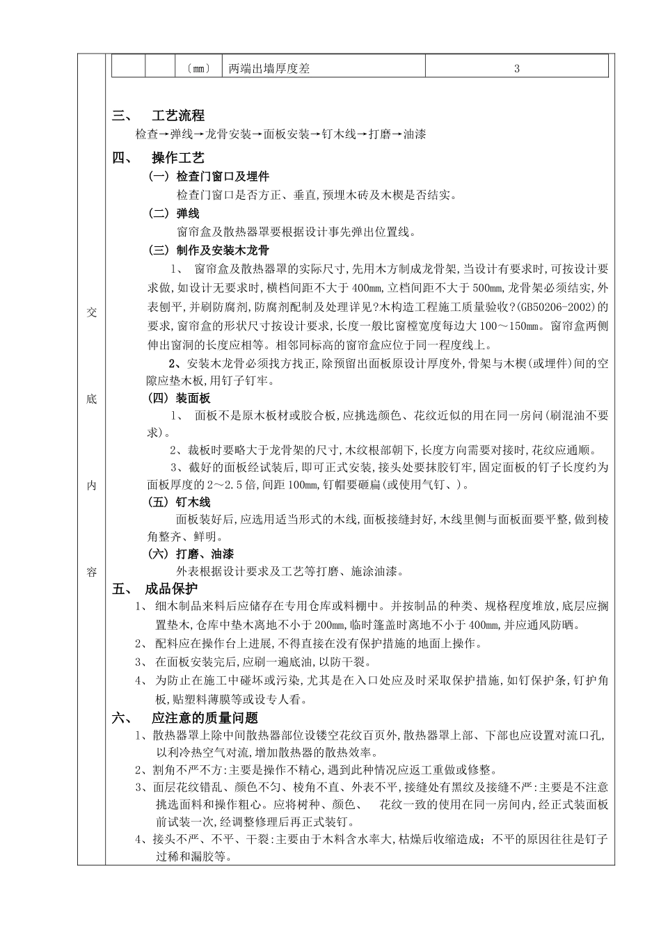 窗帘盒、窗台板和散热器罩工程技术交底_第2页