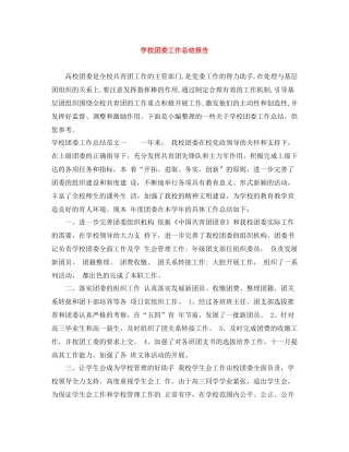 学校团委工作总结报告