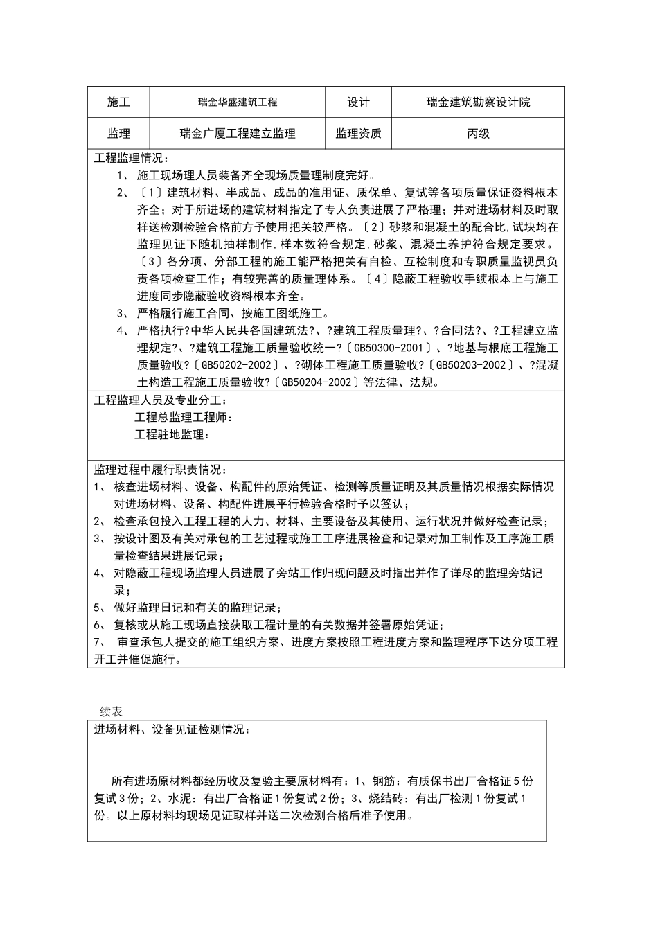 瑞金市叶坪福水小学教学楼工程质量监理评估报告_第3页