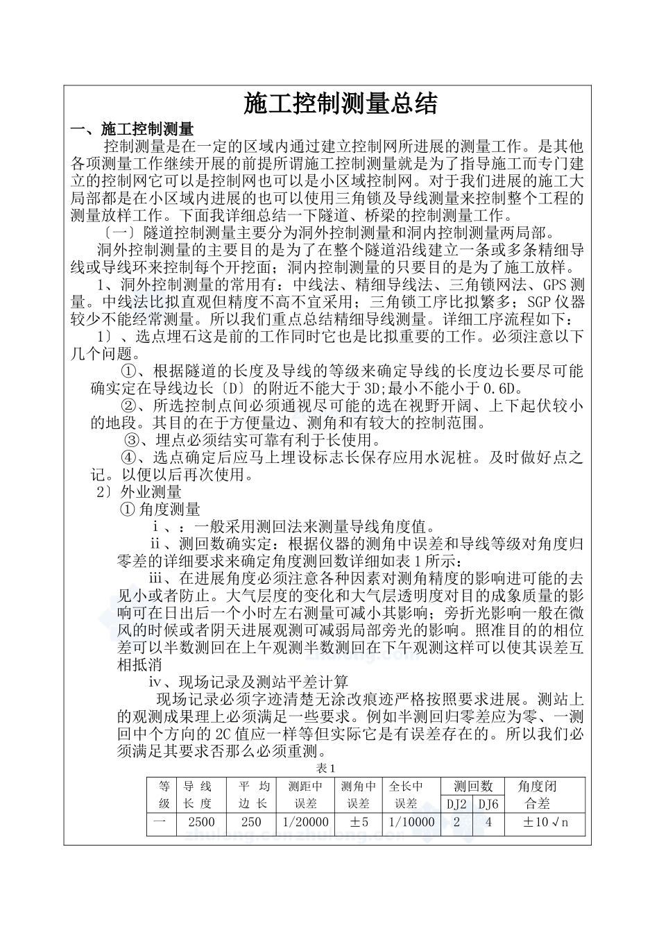 隧道施工控制测量总结_第1页