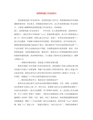 县团委党建工作总结范文