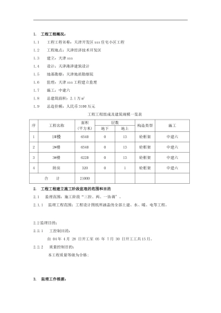 某开发区住宅小区工程监理规划