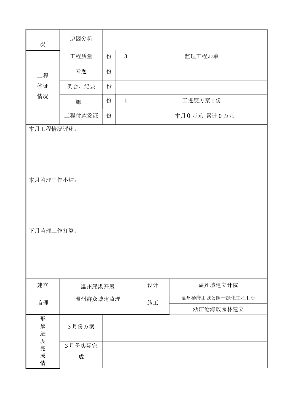 温州市杨府山城市公园建设工程监理月报_第2页