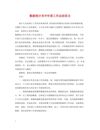 数据统计员半年度工作总结范文