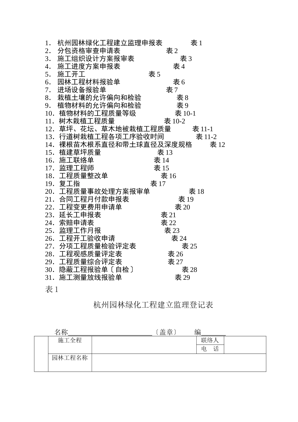 园林绿化工程建设监理程序系列用表_第2页