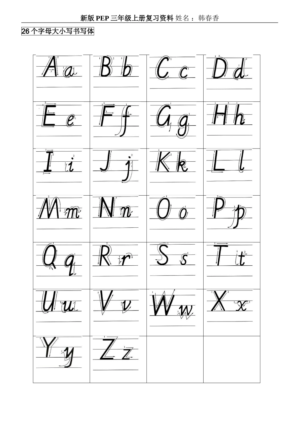 新版pep三年级上册期末总复习资料_第1页