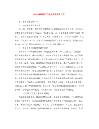 市商务委工作总结范文精选（五）