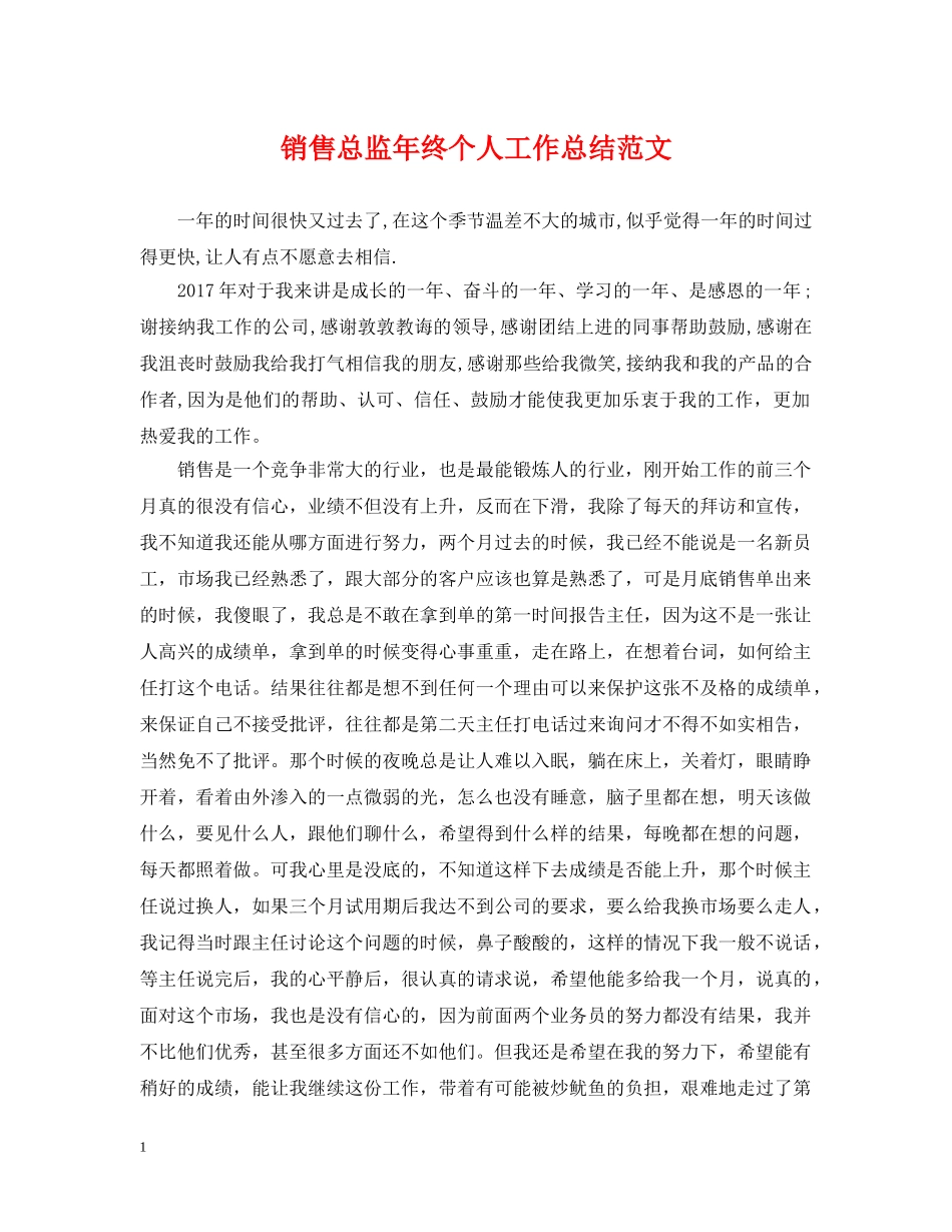 销售总监年终个人工作总结范文 _第1页