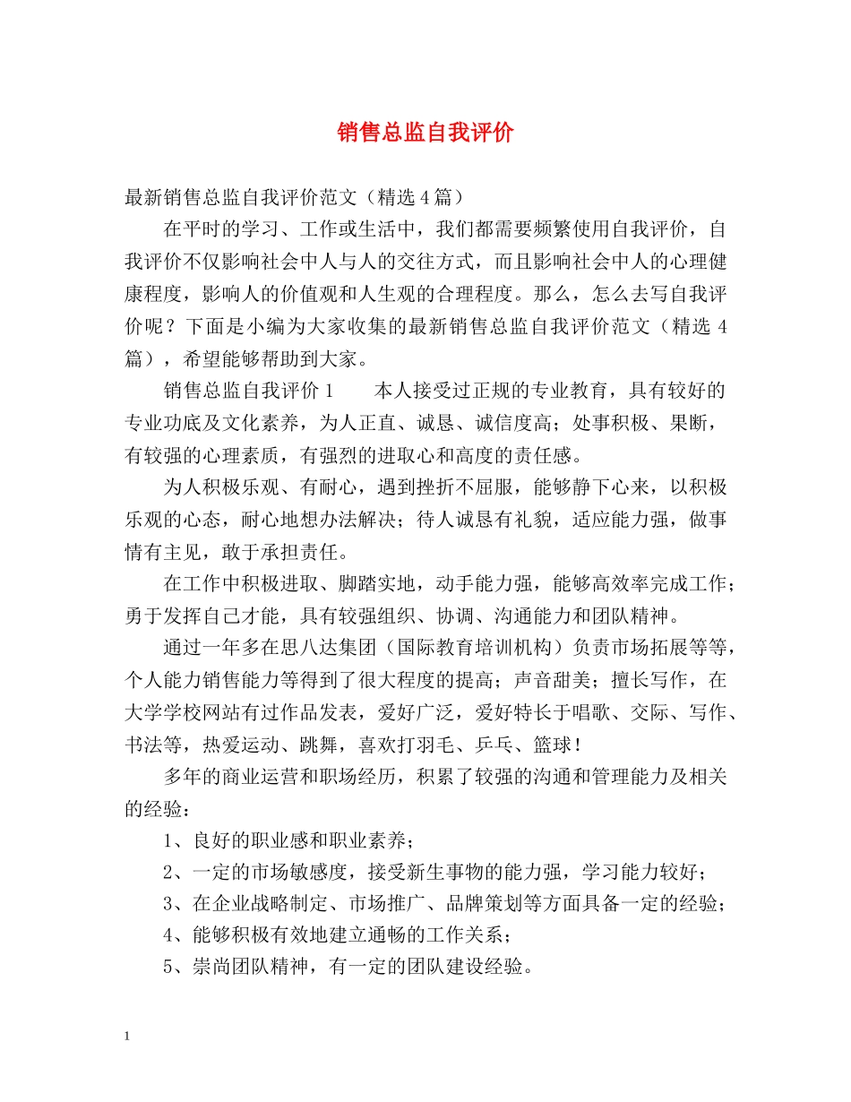 销售总监自我评价 _第1页