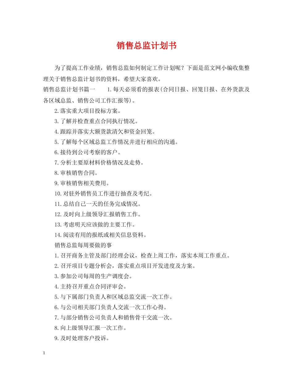 销售总监计划书 _第1页