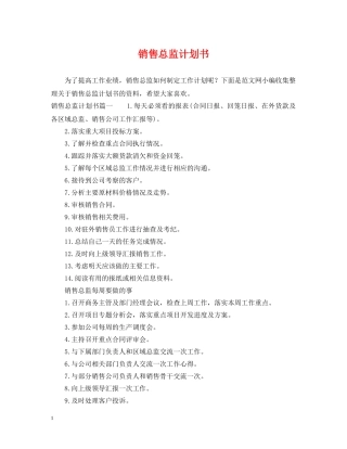 销售总监计划书 