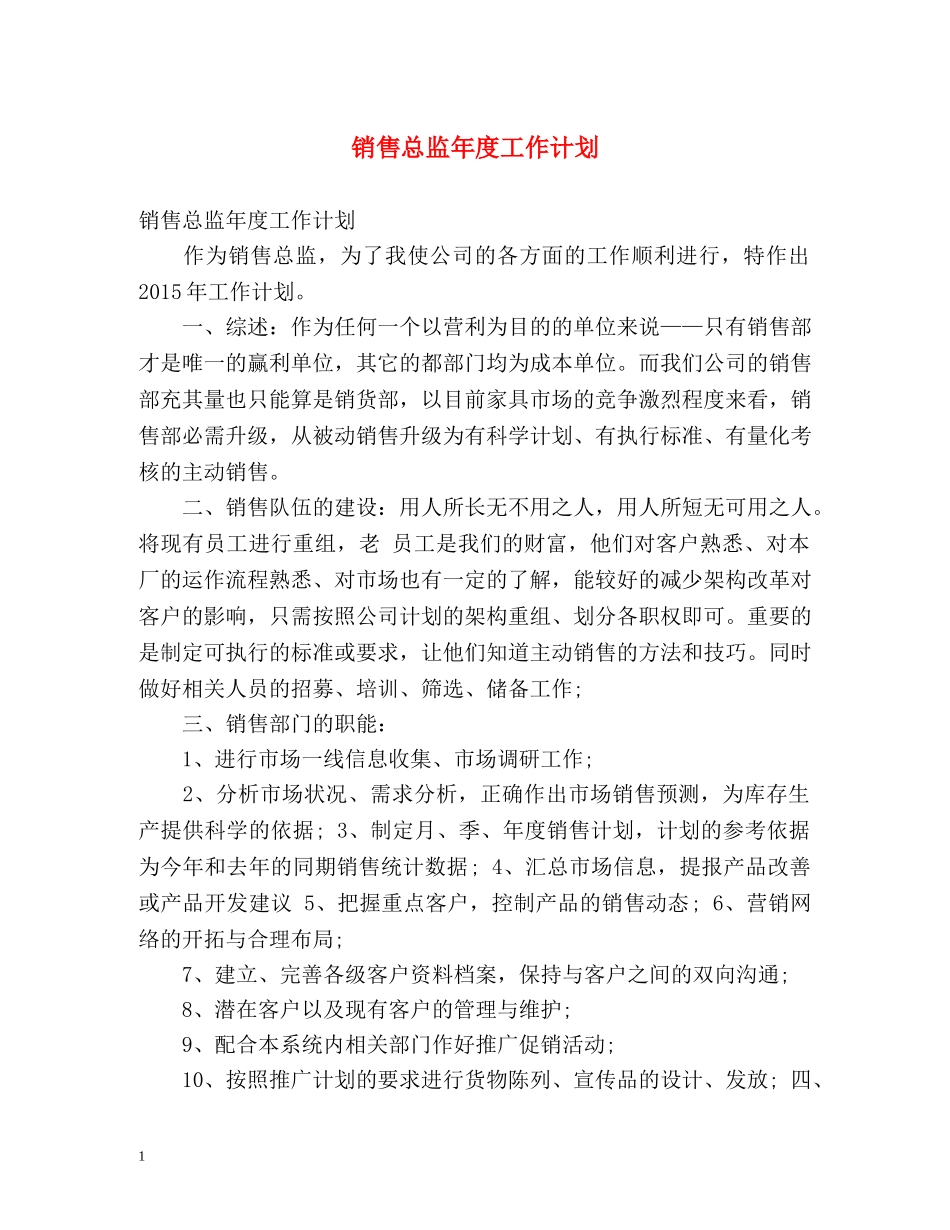 销售总监年度工作计划 _第1页