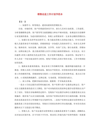 销售总监工作计划书范本 