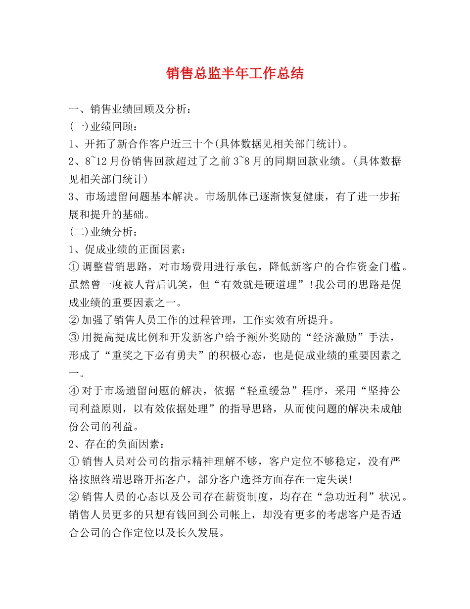 销售总监半年工作总结 _第1页