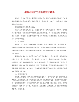 销售员转正工作总结范文精选 