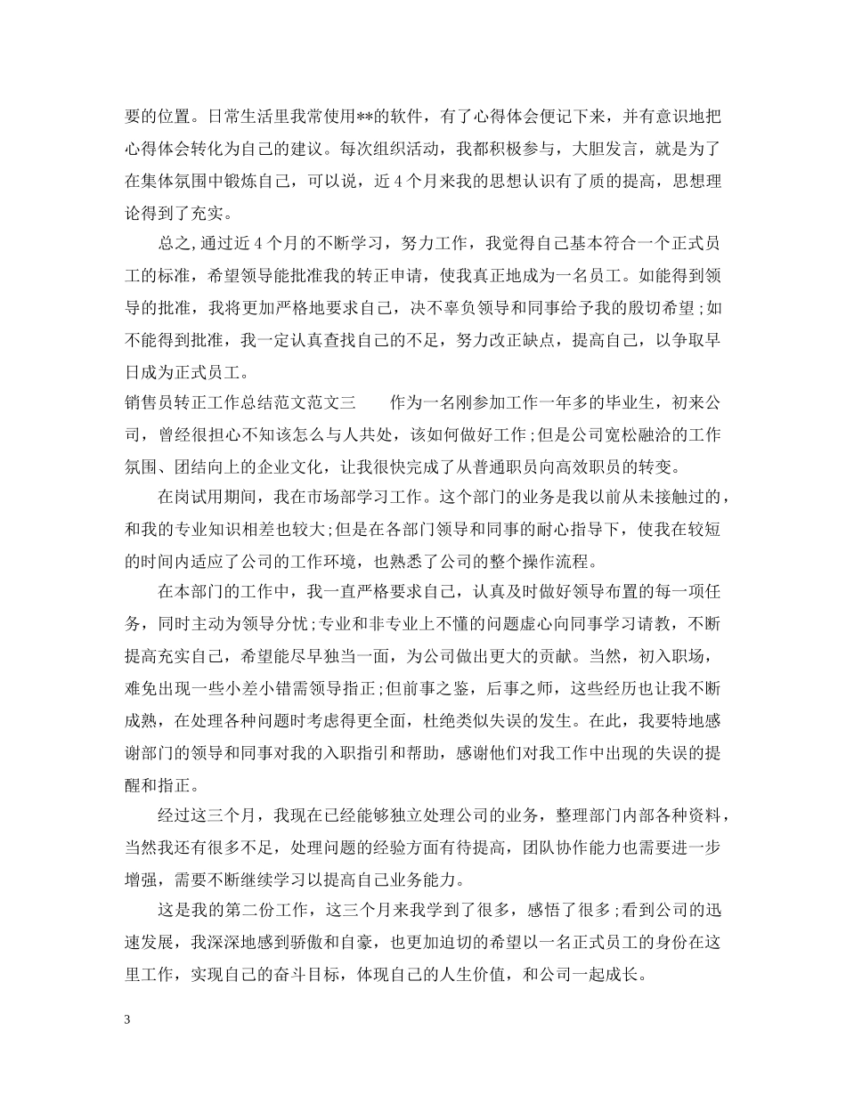 销售员转正工作总结范文 _第3页