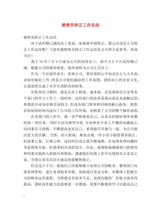 销售员转正工作总结 