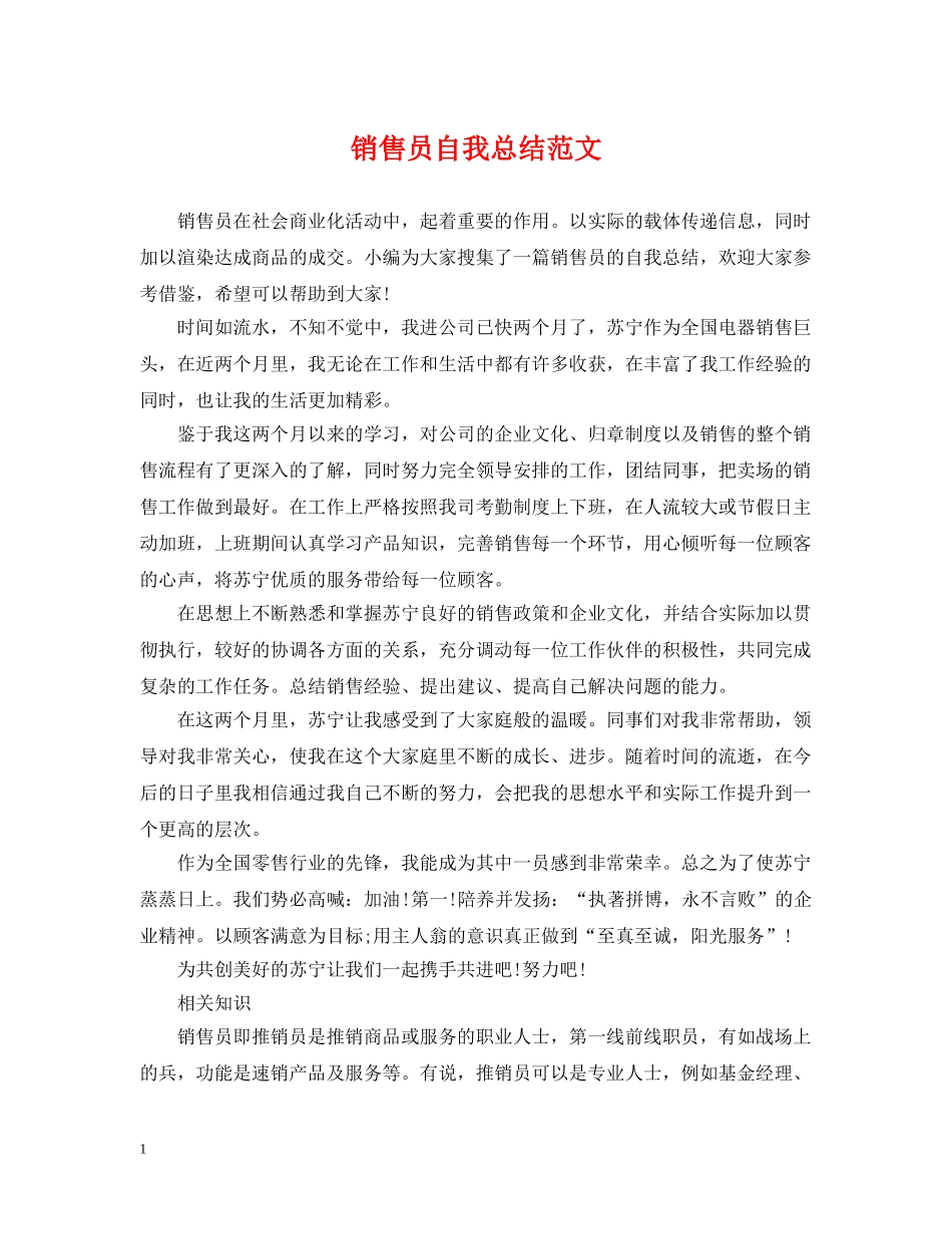 销售员自我总结范文 _第1页