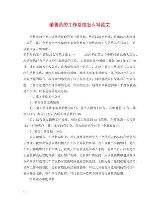 销售员的工作总结怎么写范文 