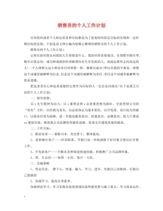销售员的个人工作计划 