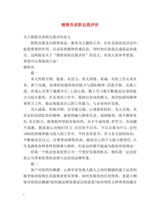 销售员求职自我评价 