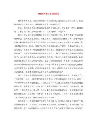 销售员月度工作总结范文 