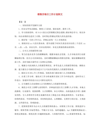销售员每日工作计划例文 