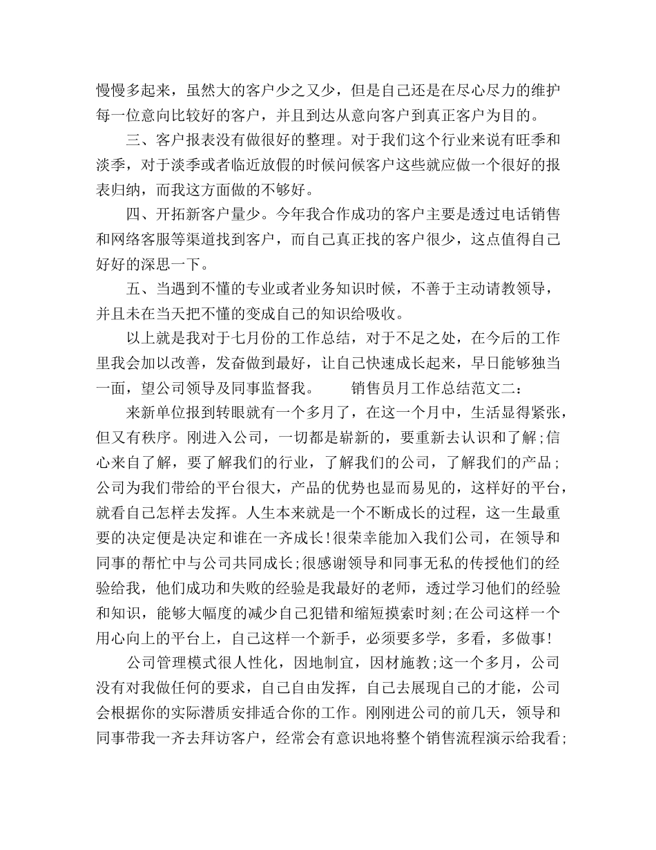销售员月工作总结范文三篇 _第2页