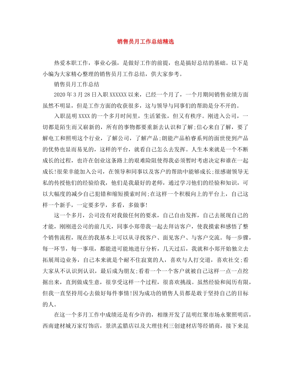 销售员月工作总结精选 _第1页
