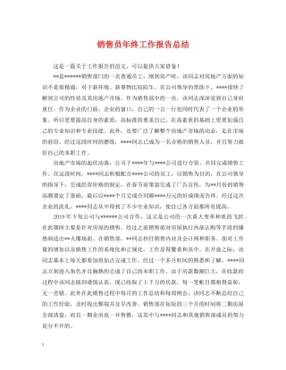 销售员年终工作报告总结 