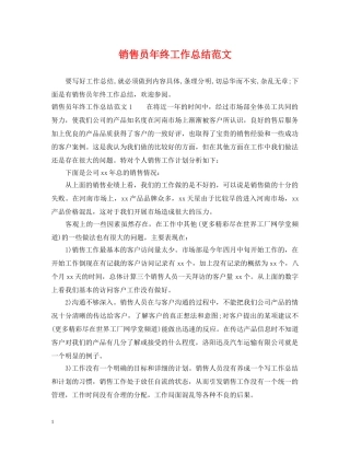销售员年终工作总结范文2 