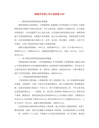 销售员年度工作计划表格2024 