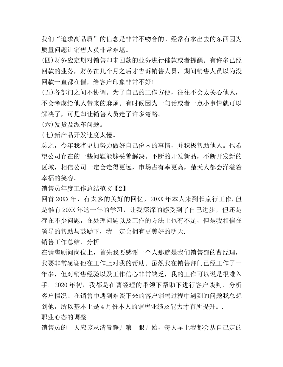 销售员年度工作总结范文 (2) _第2页