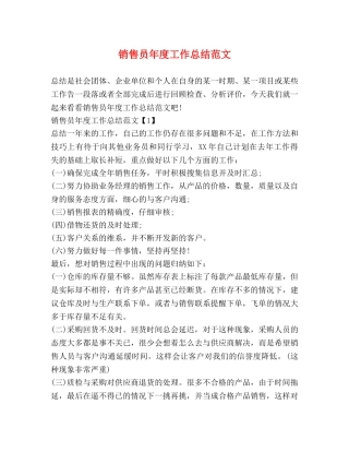 销售员年度工作总结范文 (2) 