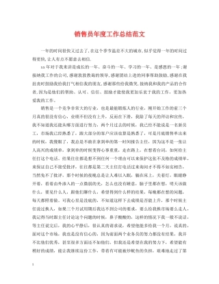 销售员年度工作总结范文 