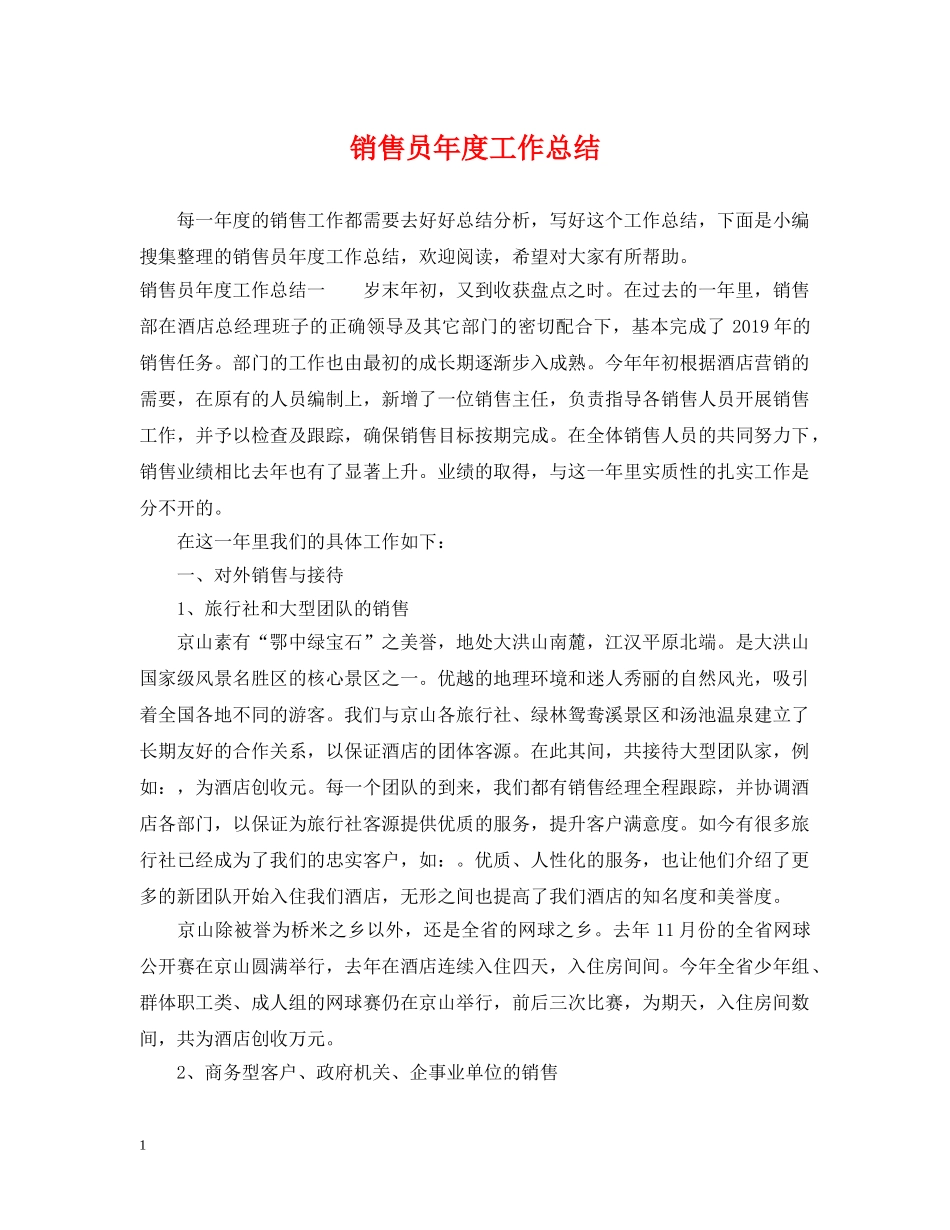销售员年度工作总结 _第1页