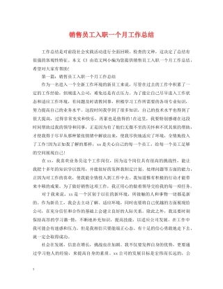 销售员工入职一个月工作总结 