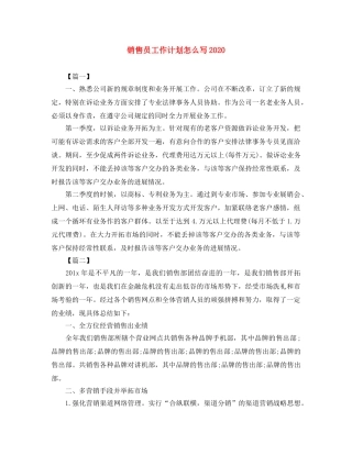 销售员工作计划怎么写2024 