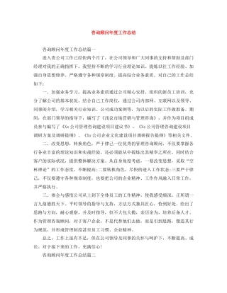 咨询顾问年度工作总结