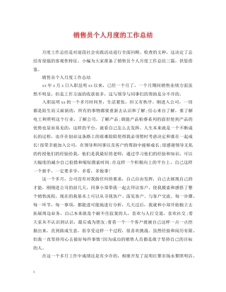 销售员个人月度的工作总结 