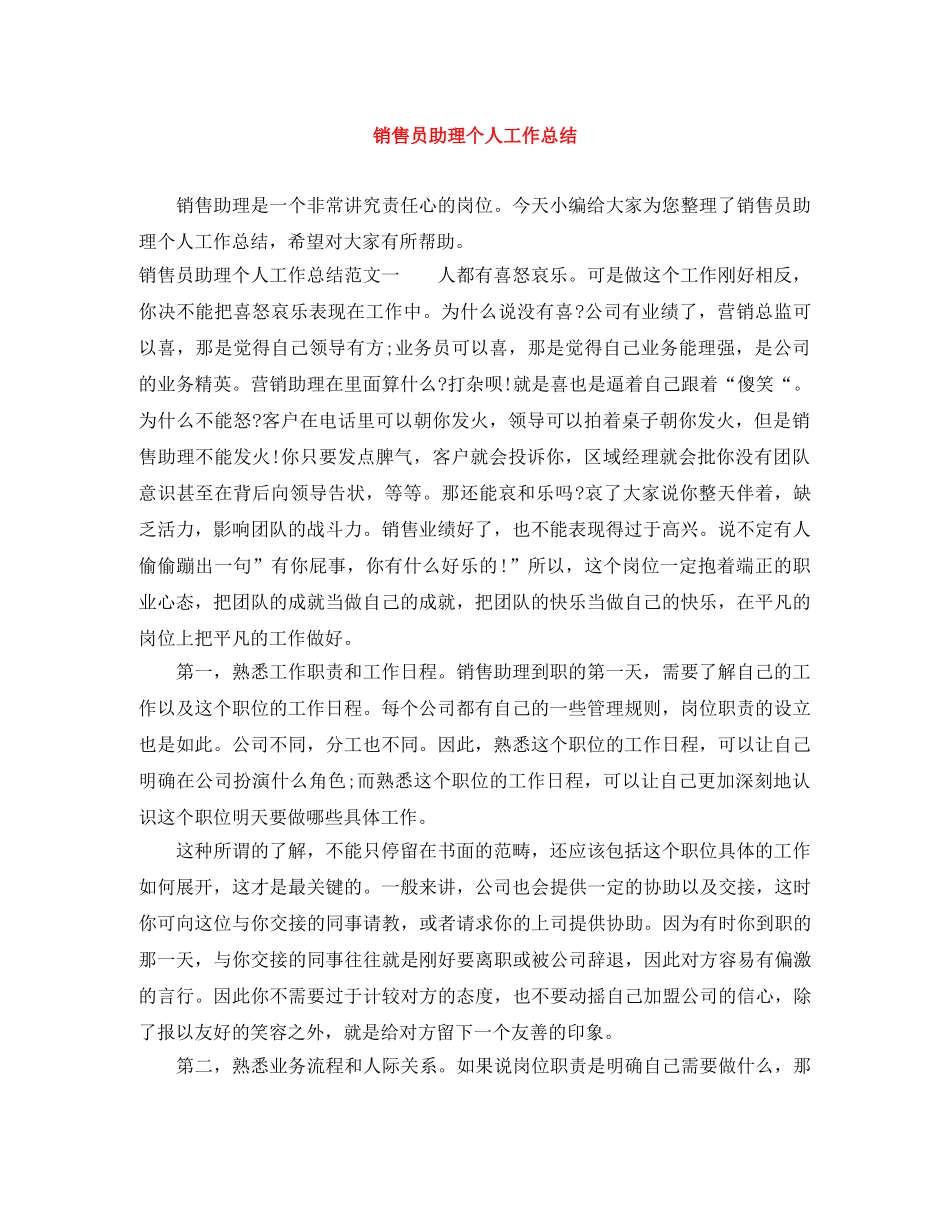 销售员助理个人工作总结 _第1页