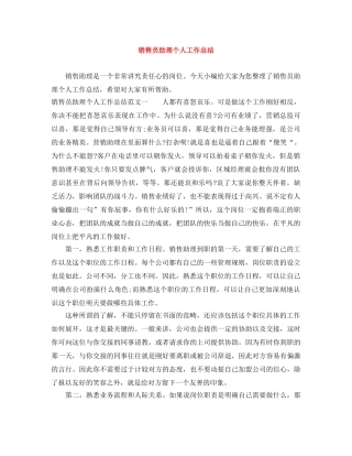 销售员助理个人工作总结 