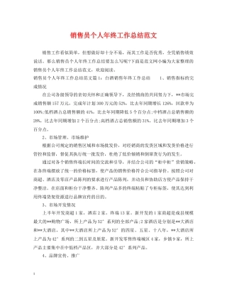 销售员个人年终工作总结范文 