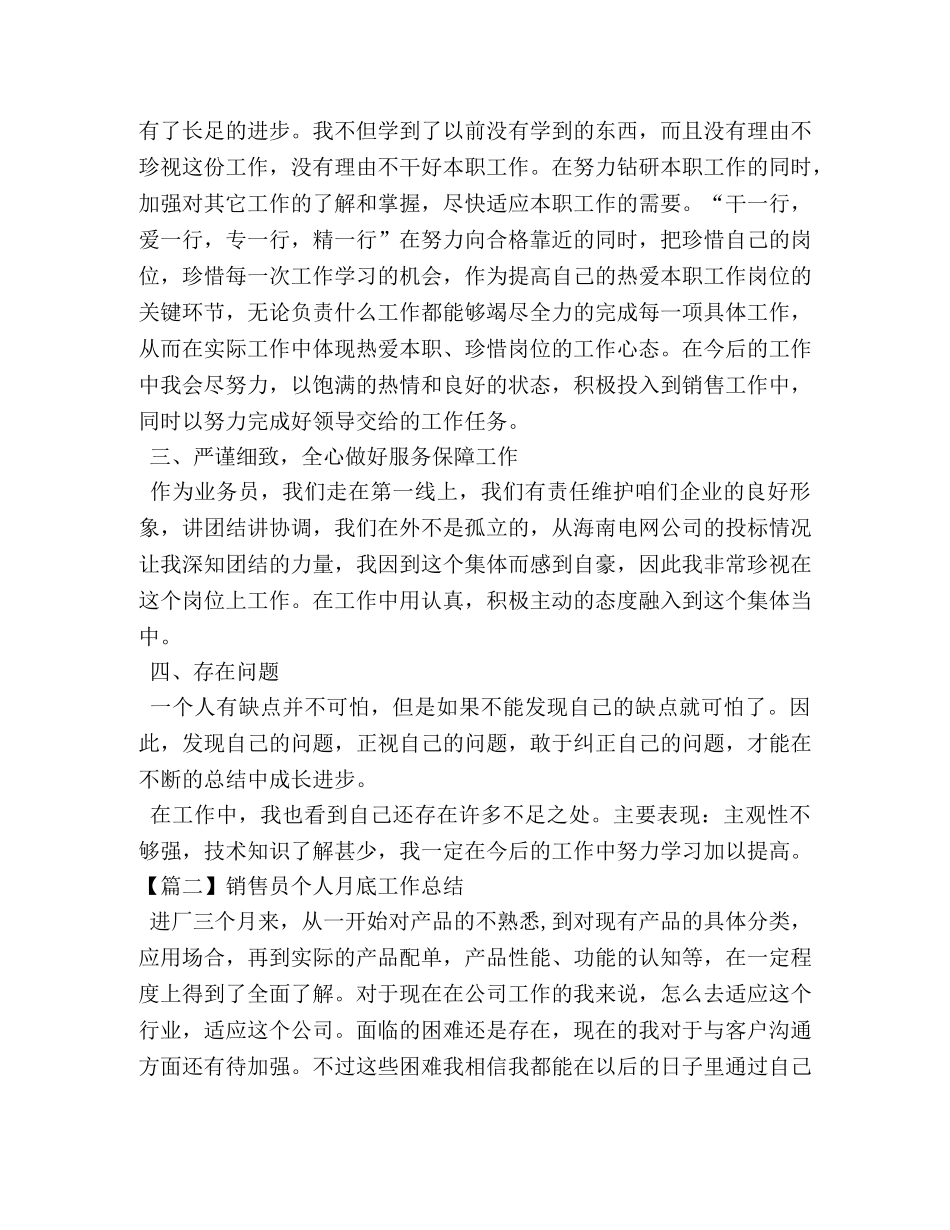 销售员个人月底工作总结 _第2页