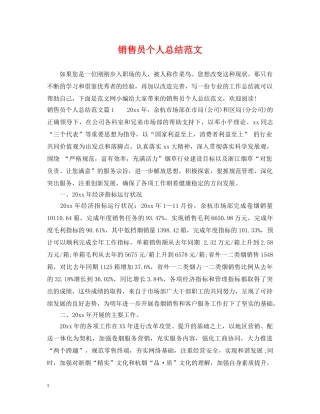 销售员个人总结范文 