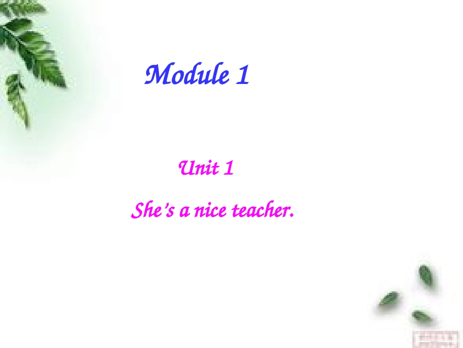 四下M1U1She's-a-nice-teacher课件_第1页