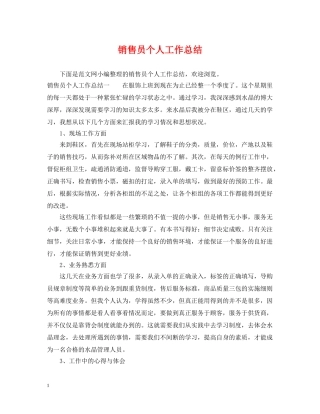 销售员个人工作总结 